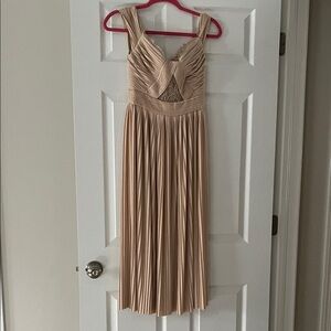 ASOS Pleated Midi Dress in Beige